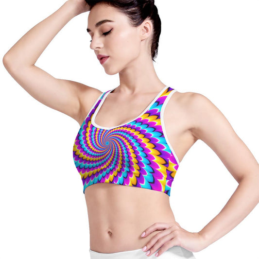 Spiral Colors Moving Optical Illusion Women's Sports Bra