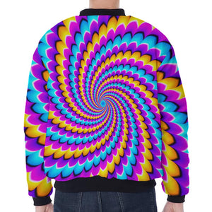 Spiral Colors Moving Optical Illusion Zip Sleeve Bomber Jacket