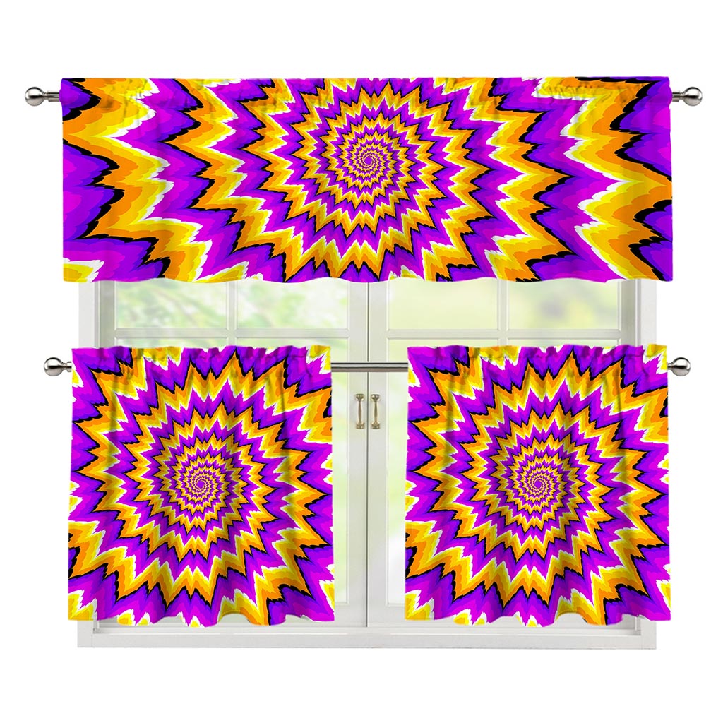 Spiral Expansion Moving Optical Illusion 3 Piece Kitchen Curtains