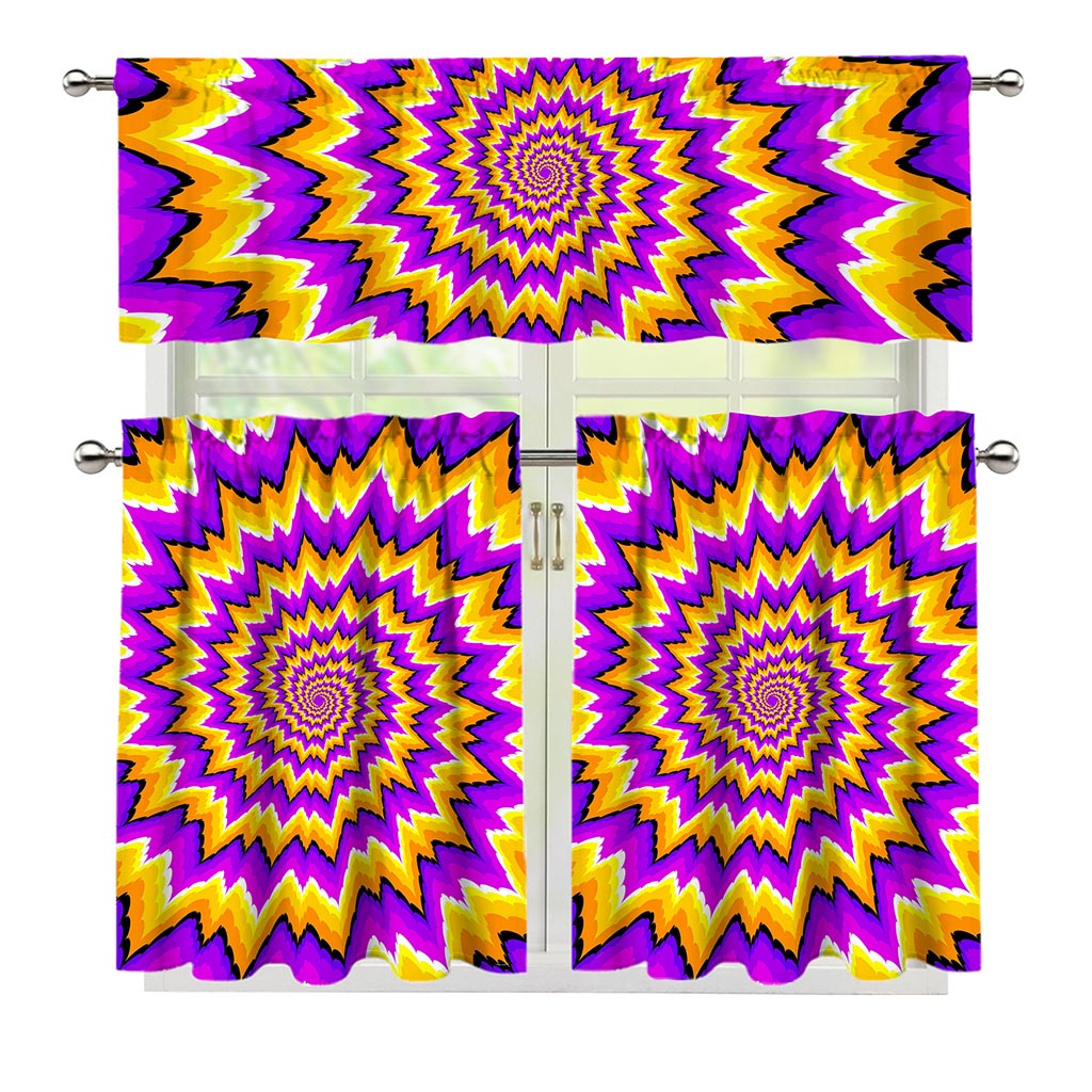 Spiral Expansion Moving Optical Illusion 3 Piece Kitchen Curtains