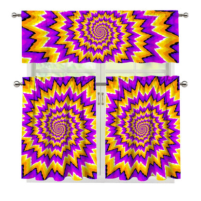 Spiral Expansion Moving Optical Illusion 3 Piece Kitchen Curtains