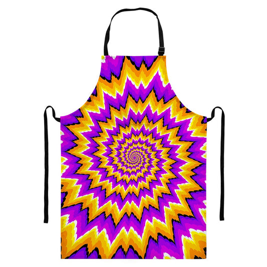 Spiral Expansion Moving Optical Illusion Bib Apron With Pocket