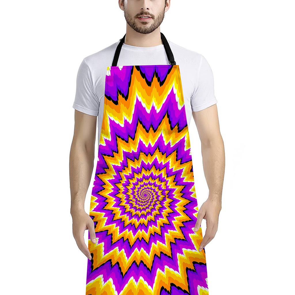 Spiral Expansion Moving Optical Illusion Bib Apron With Pocket