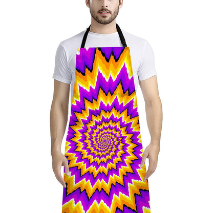 Spiral Expansion Moving Optical Illusion Bib Apron With Pocket