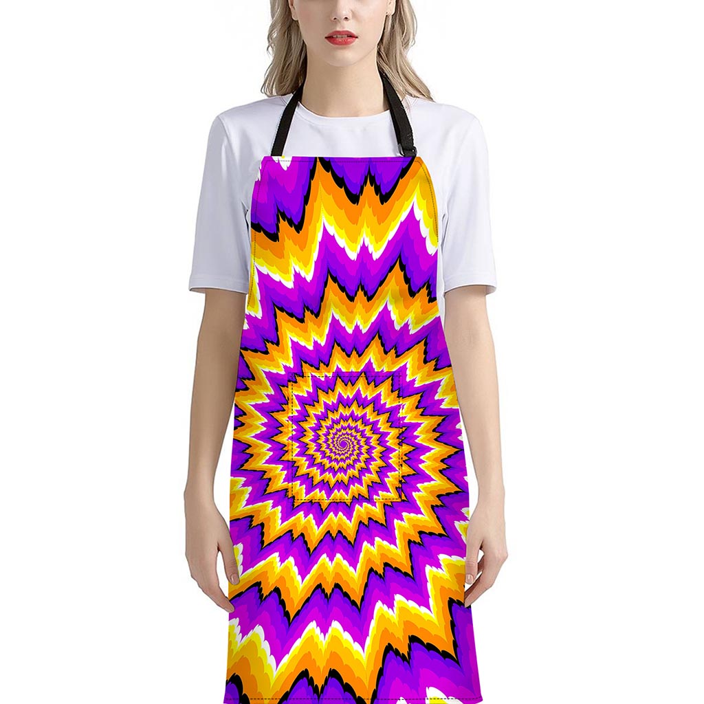 Spiral Expansion Moving Optical Illusion Bib Apron With Pocket