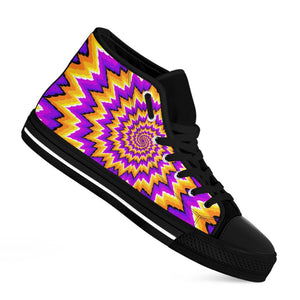 Spiral Expansion Moving Optical Illusion Black High Top Sneakers