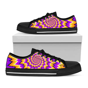 Spiral Expansion Moving Optical Illusion Black Low Top Sneakers