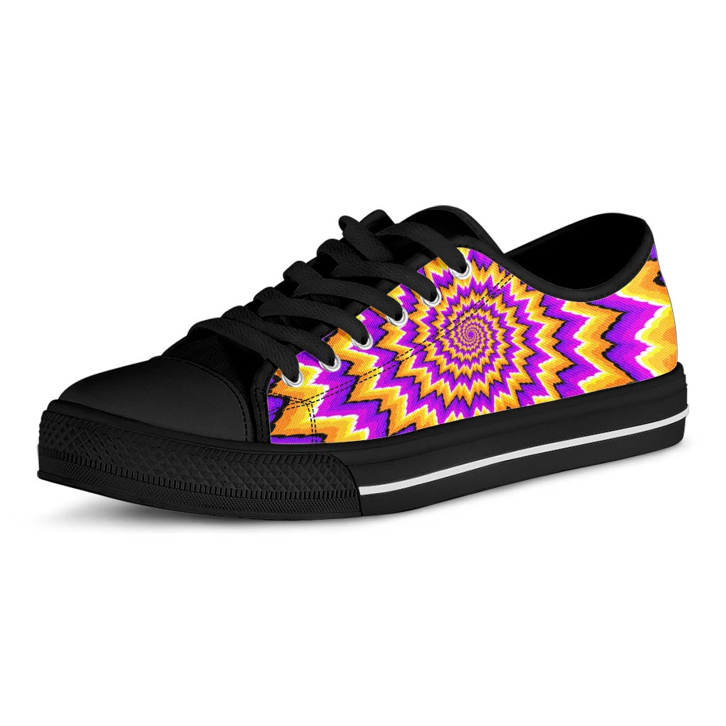 Spiral Expansion Moving Optical Illusion Black Low Top Sneakers