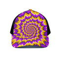 Spiral Expansion Moving Optical Illusion Black Mesh Trucker Hat