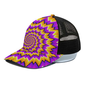 Spiral Expansion Moving Optical Illusion Black Mesh Trucker Cap