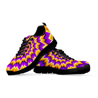 Spiral Expansion Moving Optical Illusion Black Running Shoes