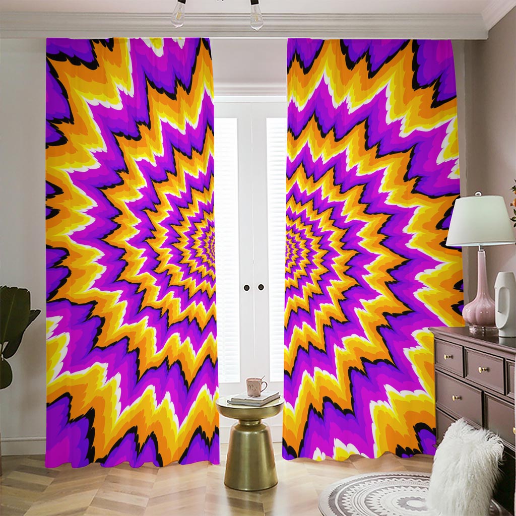 Spiral Expansion Moving Optical Illusion Blackout Pencil Pleat Curtains