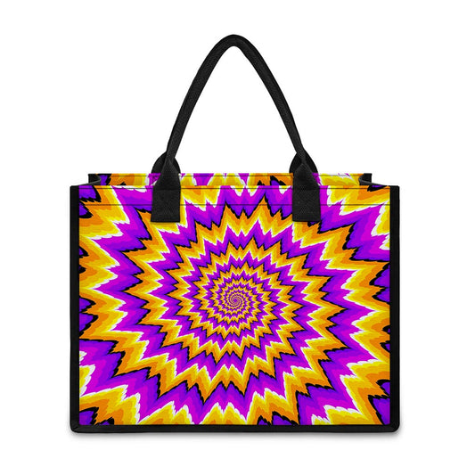 Spiral Expansion Moving Optical Illusion Canvas Tote Bag