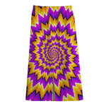 Spiral Expansion Moving Optical Illusion Cotton Front Slit Maxi Skirt