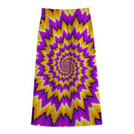 Spiral Expansion Moving Optical Illusion Cotton Front Slit Maxi Skirt