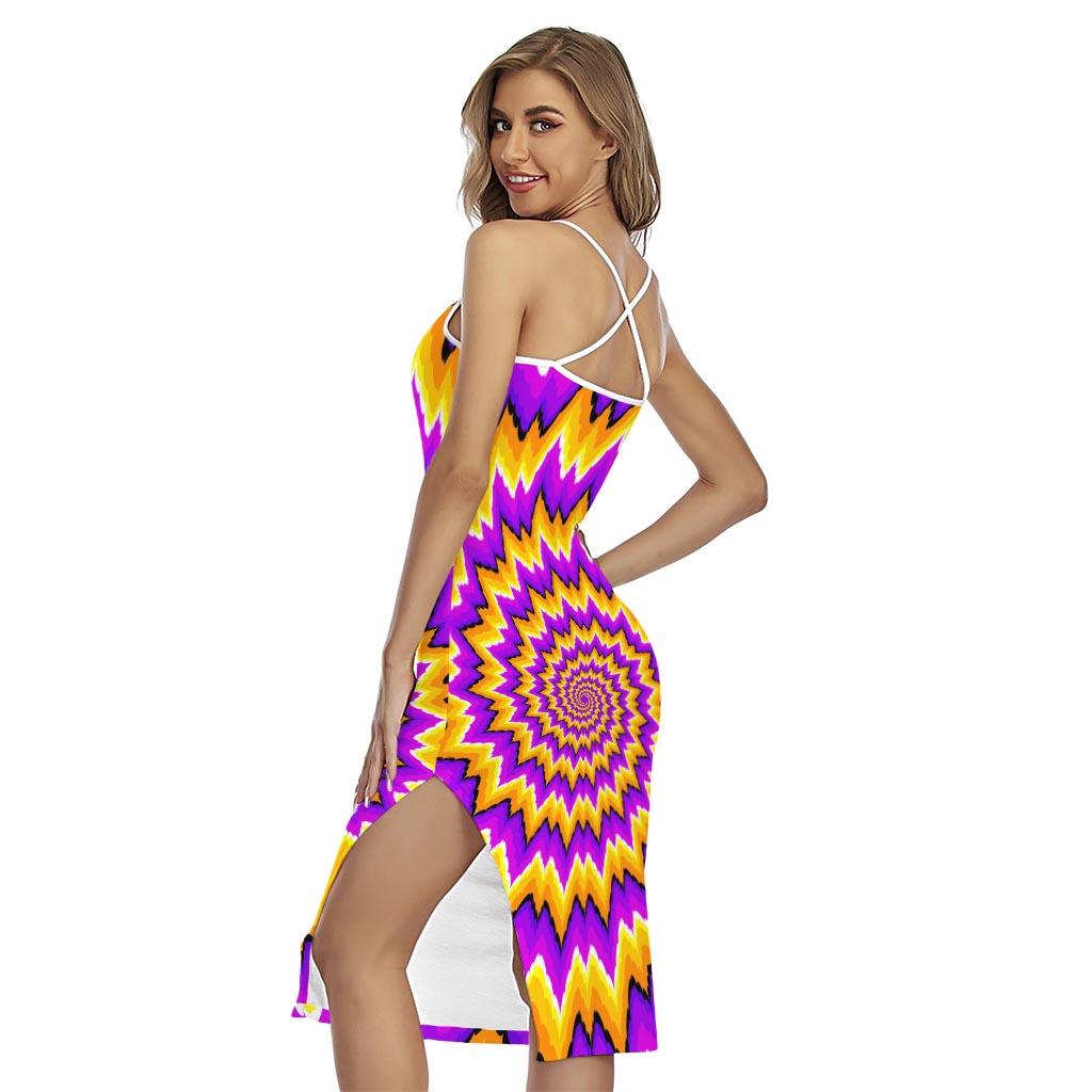 Spiral Expansion Moving Optical Illusion Cross Back Cami Dress
