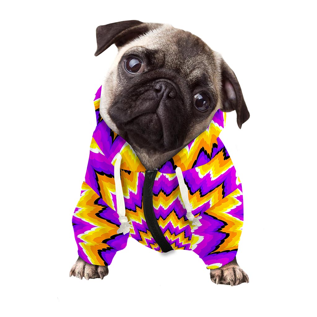 Spiral Expansion Moving Optical Illusion Dog Zip Up Hoodie