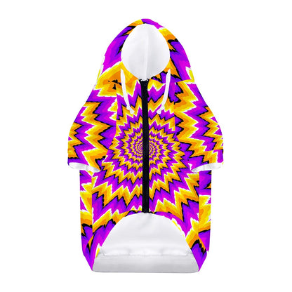 Spiral Expansion Moving Optical Illusion Dog Zip Up Hoodie