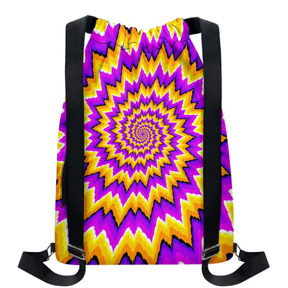 Spiral Expansion Moving Optical Illusion Drawstring Backpack