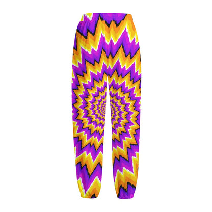 Spiral Expansion Moving Optical Illusion Fleece Lined Knit Pants