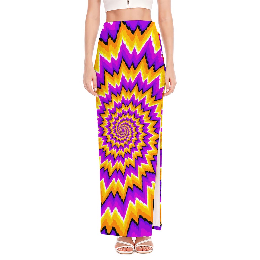 Spiral Expansion Moving Optical Illusion High Slit Maxi Skirt