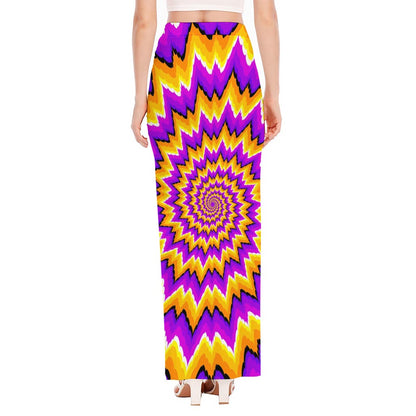 Spiral Expansion Moving Optical Illusion High Slit Maxi Skirt