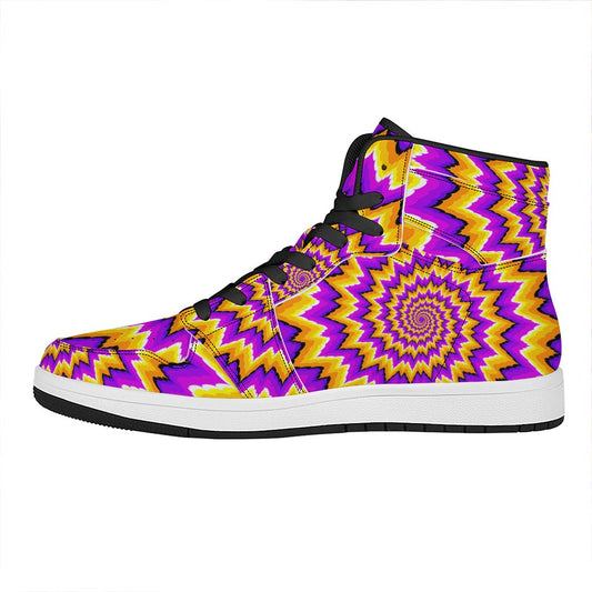 Spiral Expansion Moving Optical Illusion High Top Leather Sneakers