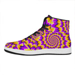 Spiral Expansion Moving Optical Illusion High Top Leather Sneakers