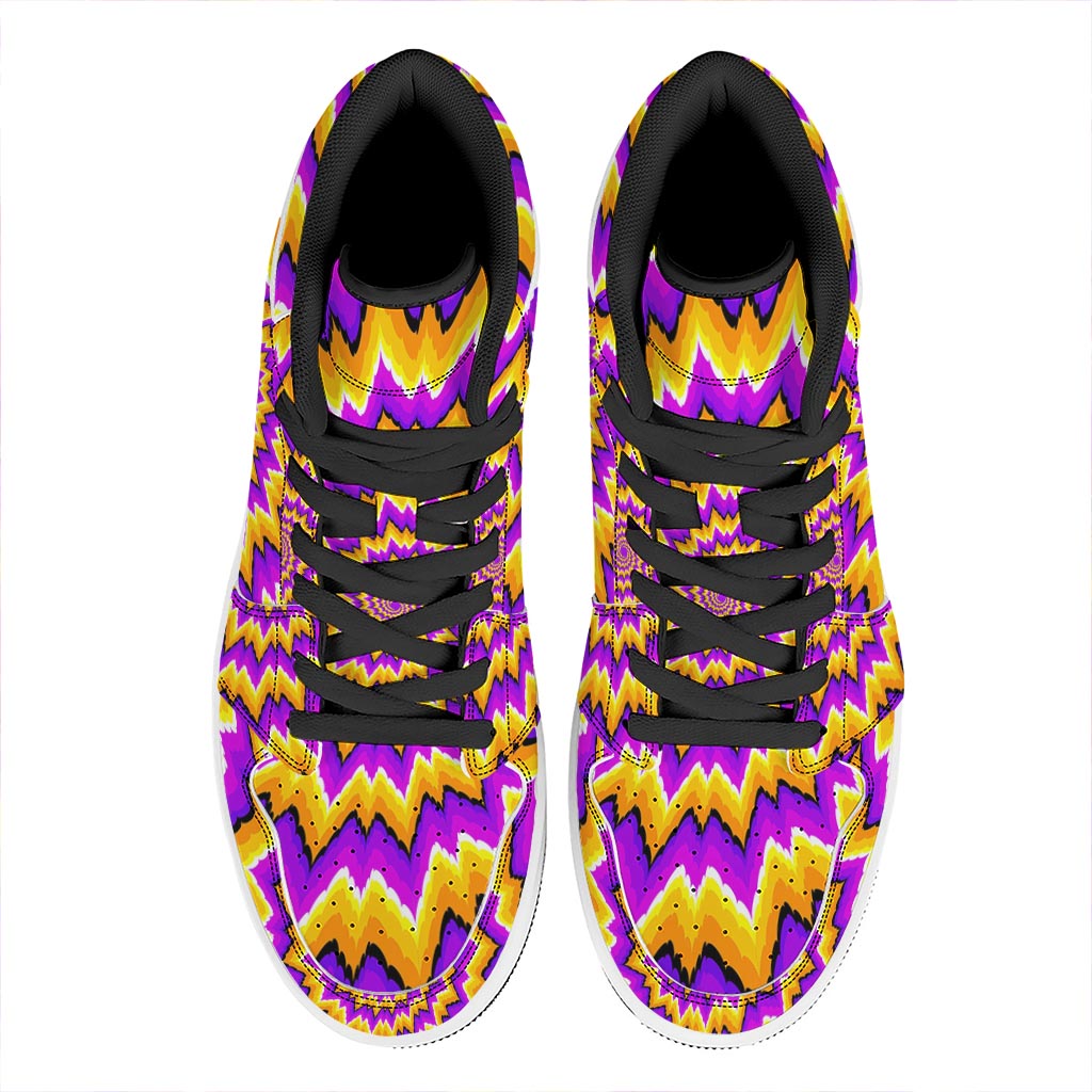 Spiral Expansion Moving Optical Illusion High Top Leather Sneakers
