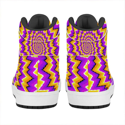 Spiral Expansion Moving Optical Illusion High Top Leather Sneakers