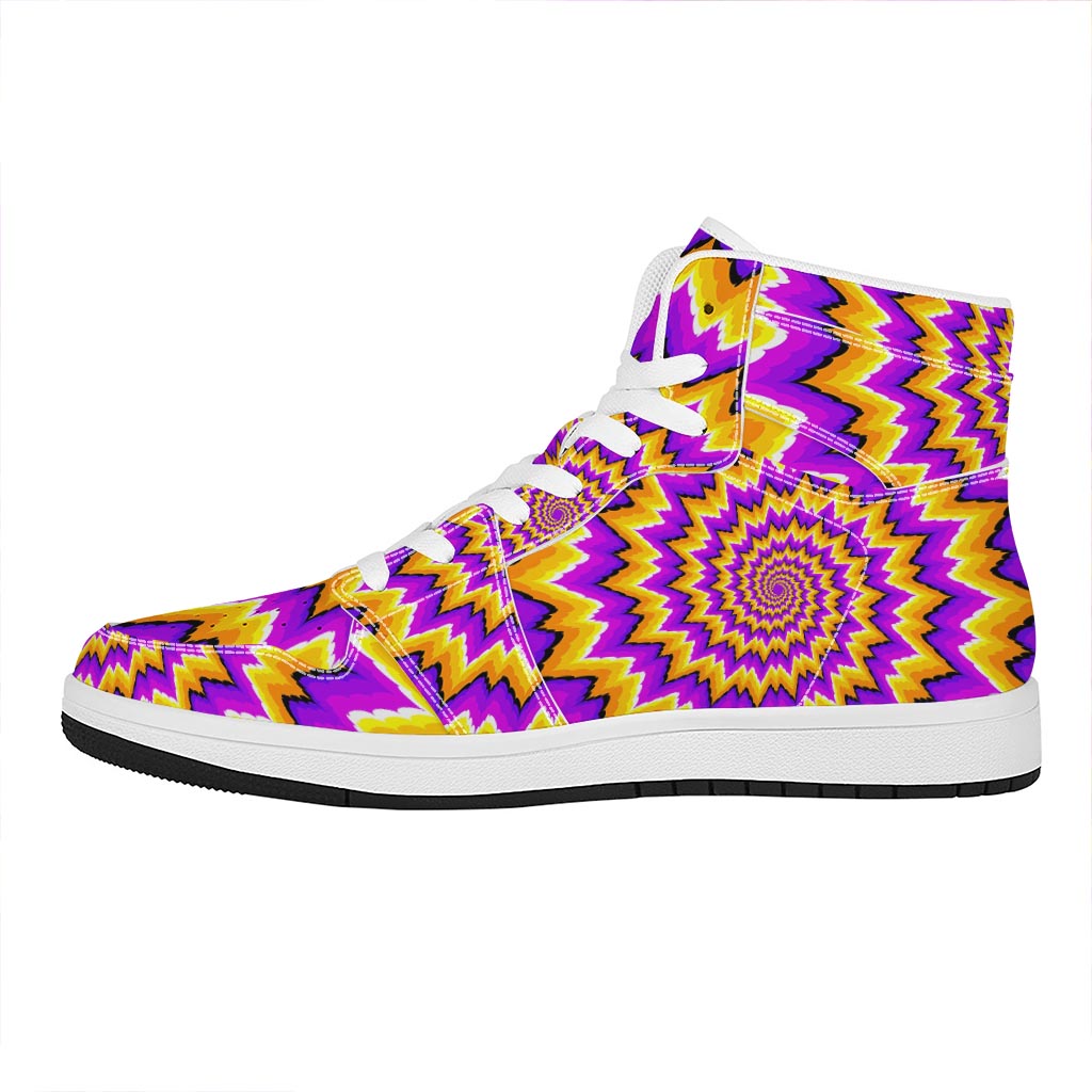 Spiral Expansion Moving Optical Illusion High Top Leather Sneakers
