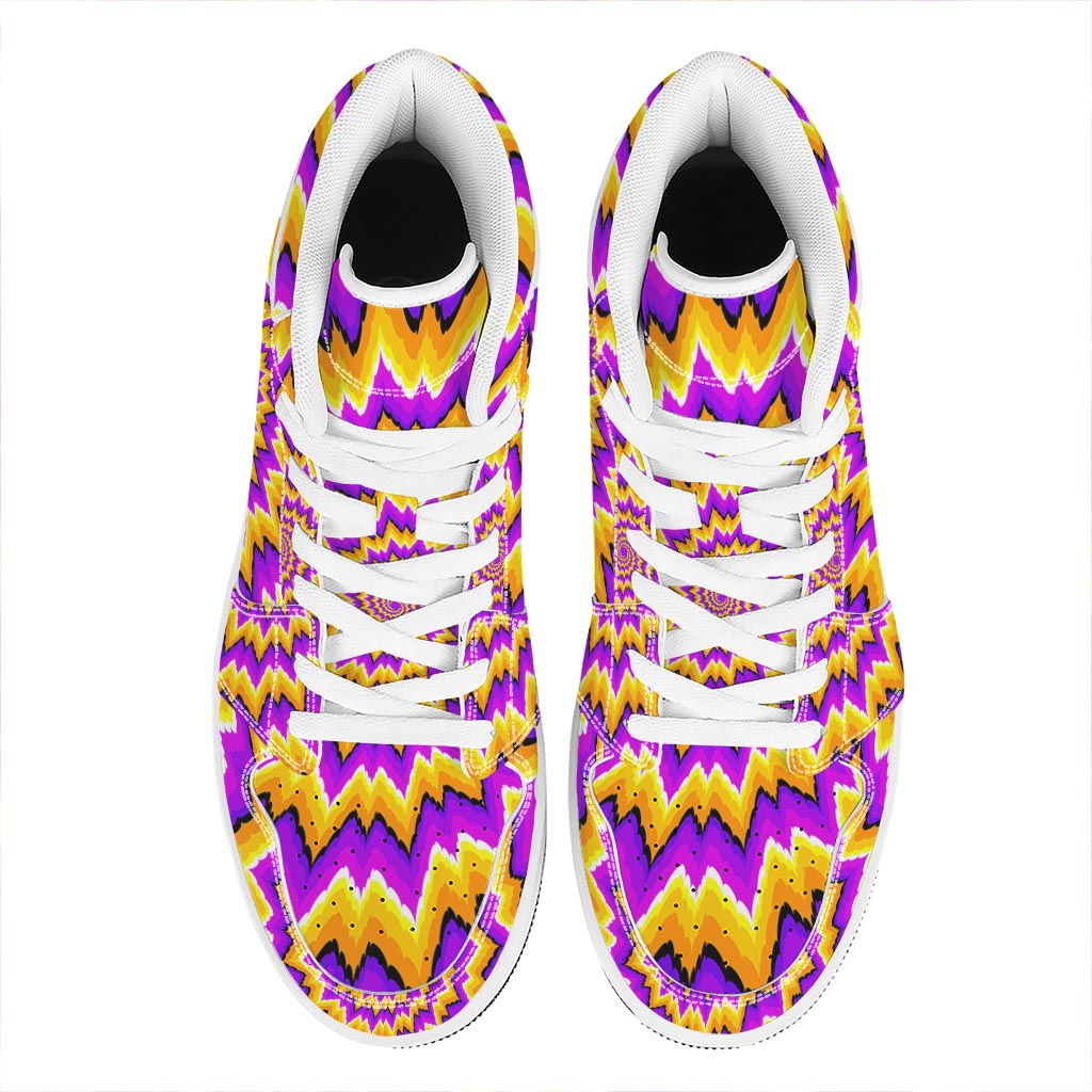 Spiral Expansion Moving Optical Illusion High Top Leather Sneakers