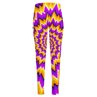 Spiral Expansion Moving Optical Illusion High-Waisted Pocket Leggings