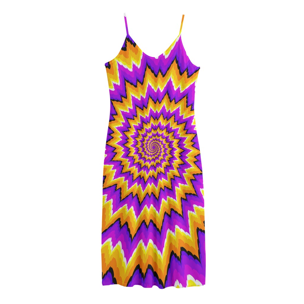 Spiral Expansion Moving Optical Illusion Jersey Midi Cami Dress