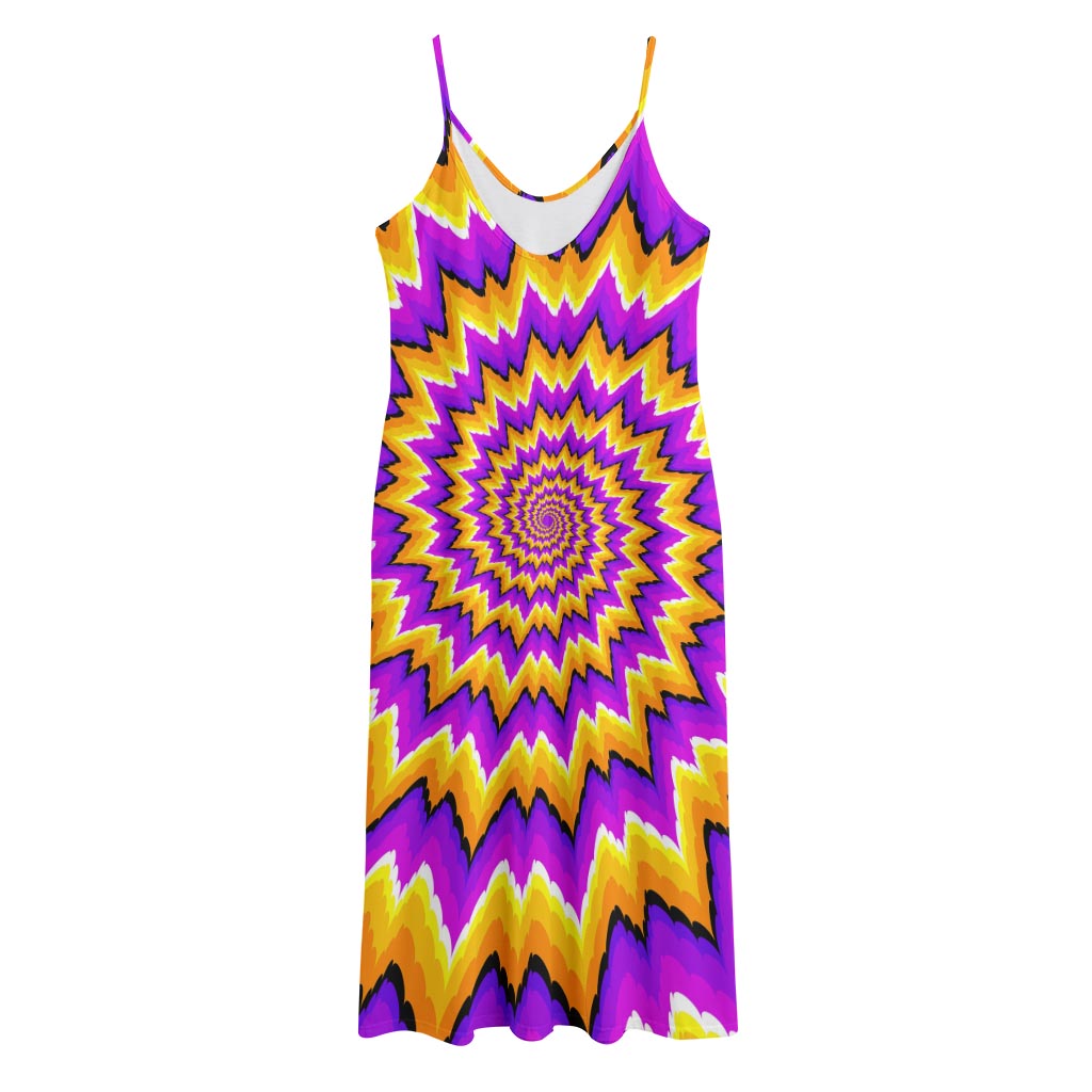 Spiral Expansion Moving Optical Illusion Jersey Midi Cami Dress