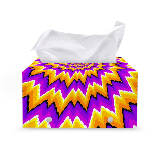 Spiral Expansion Moving Optical Illusion Leather Tissue Box Cover