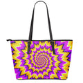 Spiral Expansion Moving Optical Illusion Leather Tote Bag With Zipper