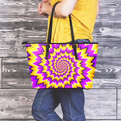Spiral Expansion Moving Optical Illusion Leather Tote Bag