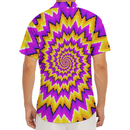 Spiral Expansion Moving Optical Illusion Men's Deep V-Neck Shirt