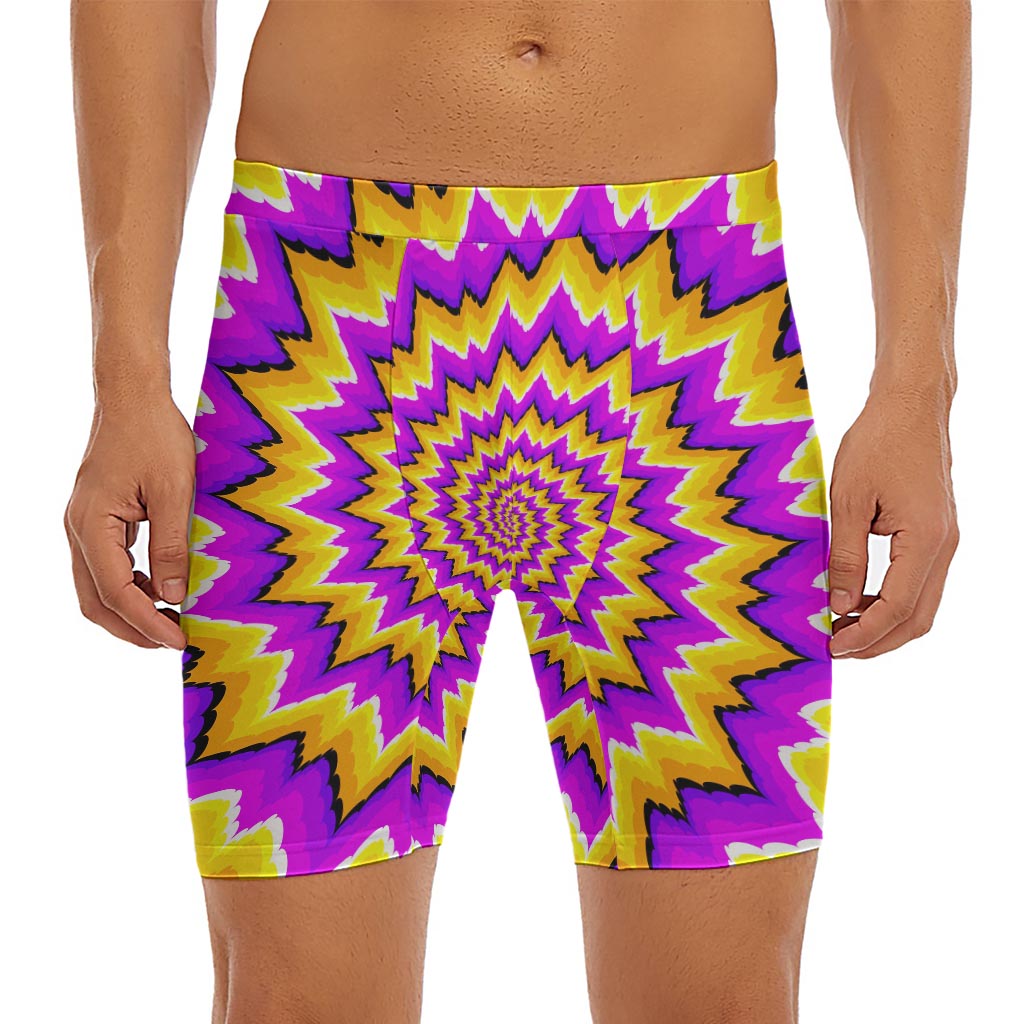 Spiral Expansion Moving Optical Illusion Men's Long Boxer Briefs