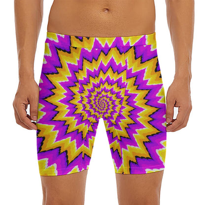 Spiral Expansion Moving Optical Illusion Men's Long Boxer Briefs