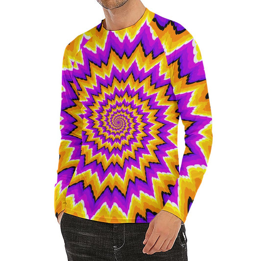 Spiral Expansion Moving Optical Illusion Men's Long Sleeve Rash Guard