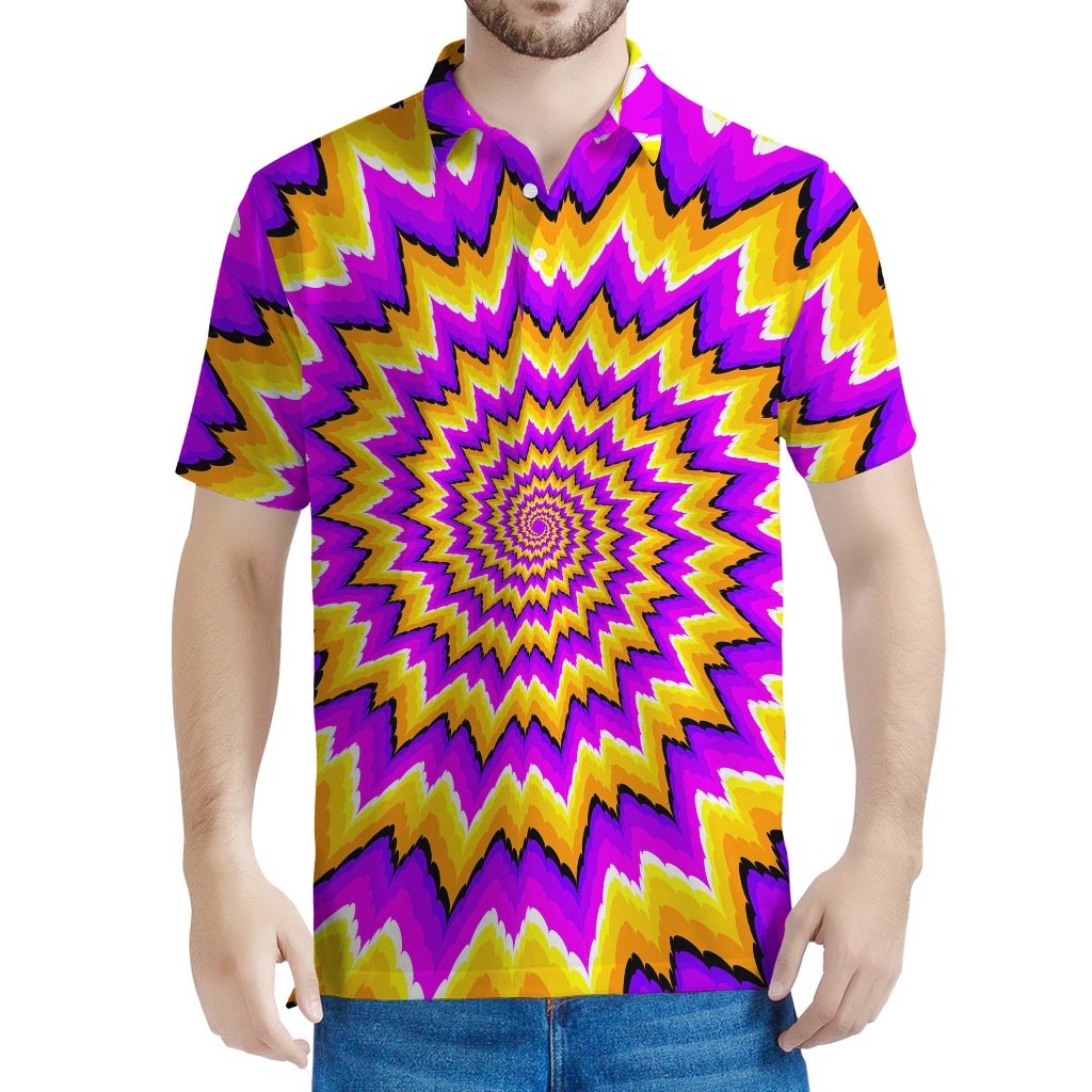 Spiral Expansion Moving Optical Illusion Men's Polo Shirt