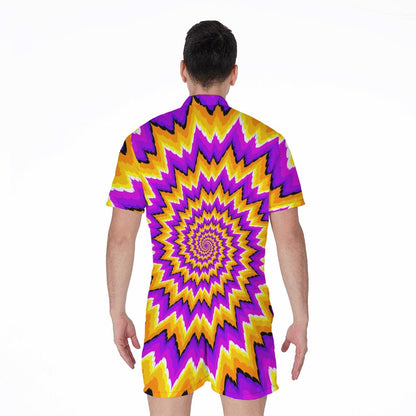 Spiral Expansion Moving Optical Illusion Men's Rompers