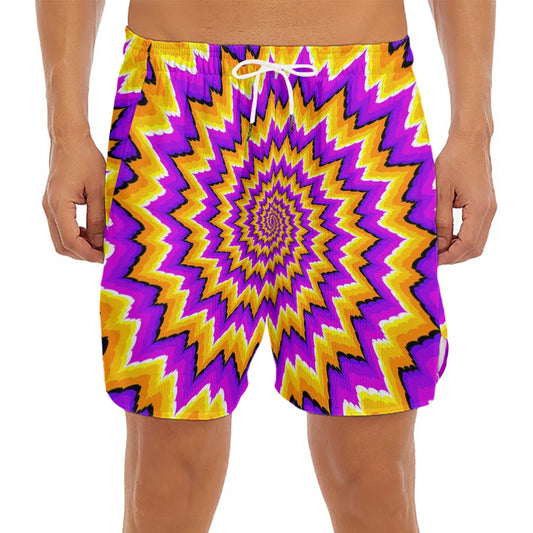 Spiral Expansion Moving Optical Illusion Men's Split Running Shorts