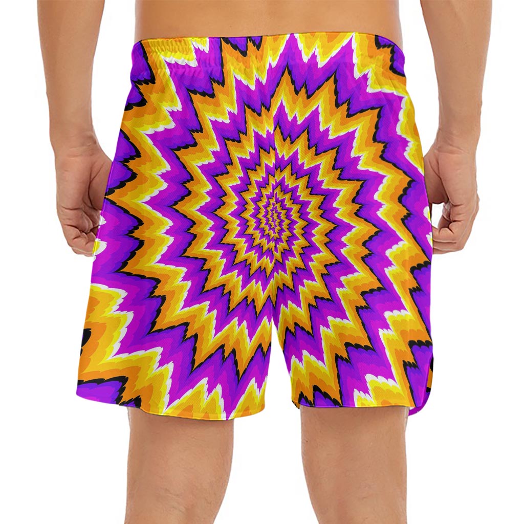 Spiral Expansion Moving Optical Illusion Men's Split Running Shorts