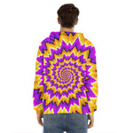 Spiral Expansion Moving Optical Illusion Men's Velvet Pullover Hoodie