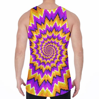 Spiral Expansion Moving Optical Illusion Men's Velvet Tank Top