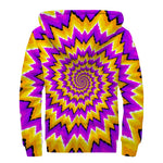 Spiral Expansion Moving Optical Illusion Sherpa Lined Zip Up Hoodie