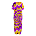 Spiral Expansion Moving Optical Illusion Short Sleeve Long Nightdress